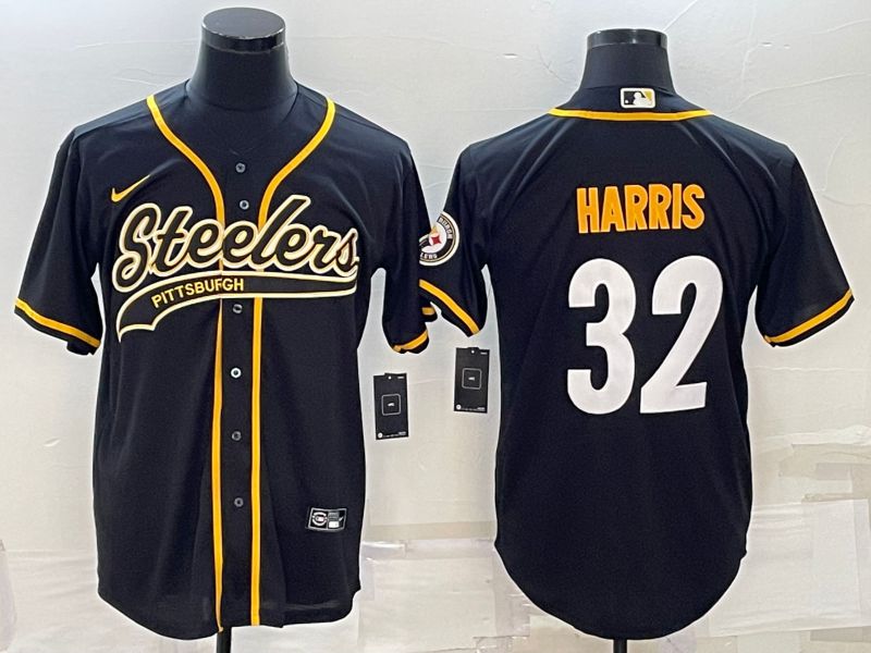 Men Pittsburgh Steelers #32 Harris Black 2022 Nike Co branded NFL Jerseys